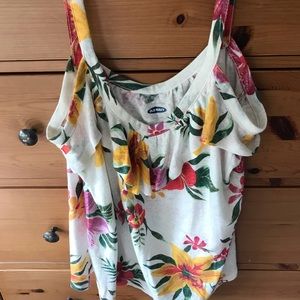 Old navy ruffled tank with light sweater